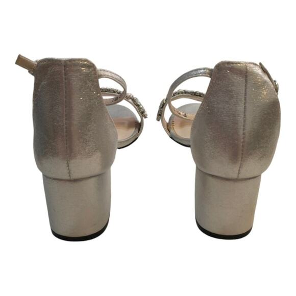 Benjamin Walk Touch Ups Devon Champagne‎ Rhinestone Sliver Heels Size 7.5 - Picture 10 of 16